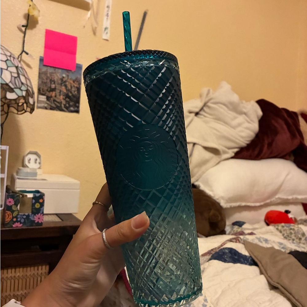 Starbucks Emerald green tumbler with Straw